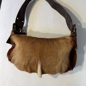 Vera Pelle Brown and Tan Shoulder Bag